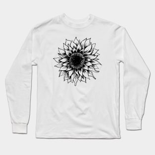 Black and White Sunflower | Artwork by Julia Healy Long Sleeve T-Shirt